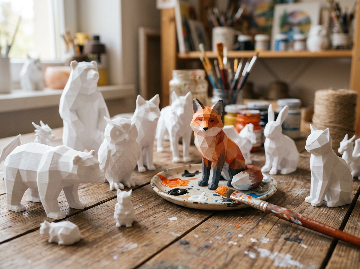 Modelos brancos prontos para pintar em 3D